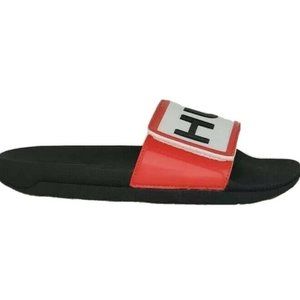 Hunter Slides Sandals Black White Rubber Slip On